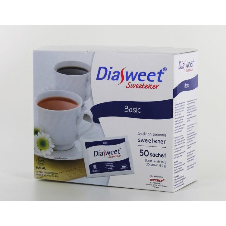 

Diasweet Sweetener BASIC Pemanis Rendah Kalori untuk Diabetes - 1 Dos berisi 50 sachet (@ 1gram)