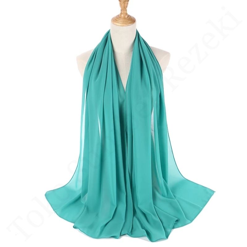 Selendang Hijau Muda Scarf Plain Shawl Syal Light Green Polos Kain