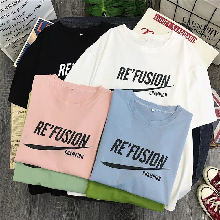 Oversize Tee Tshirt Model Longgar Untuk Wanita Motif Tulisan REFUSION
