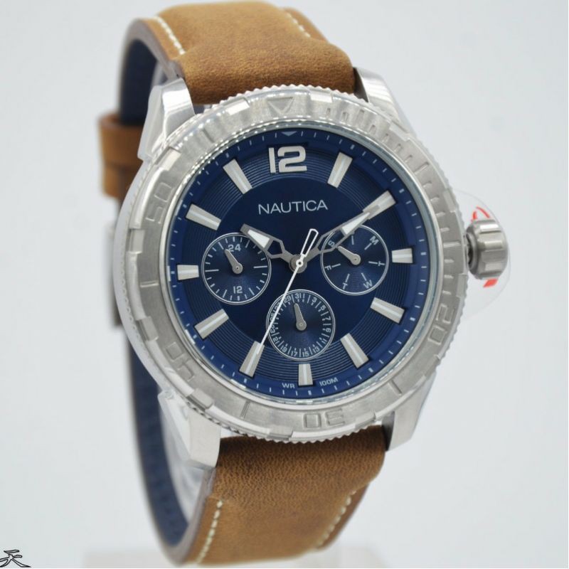 Jam Tangan Pria Nautica NAPSTL001 Leather Kulit Original Murah