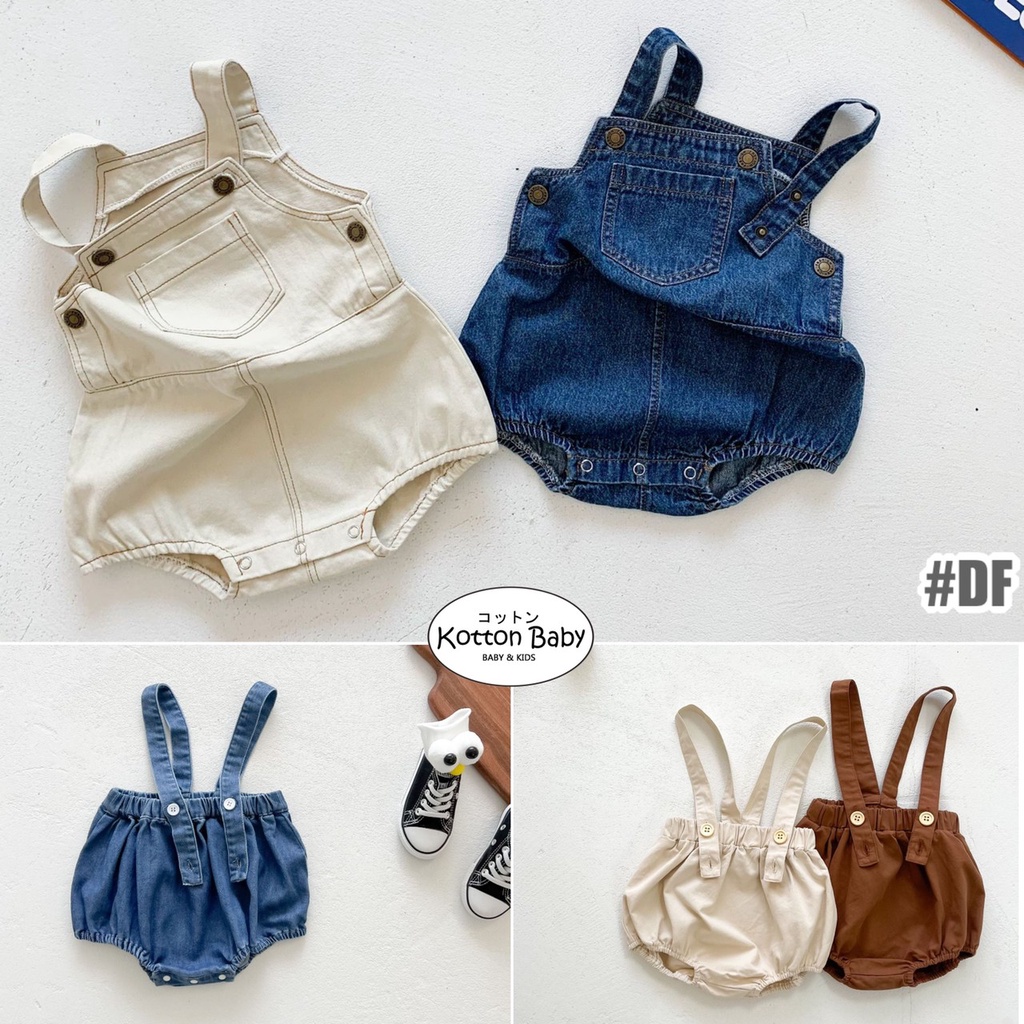 0-2 thn | Celana Pendek Jeans Kodok Gantung Luaran Suspender Denim Karet Anak Casual Jalan Bayi Catalog DDWJ DF