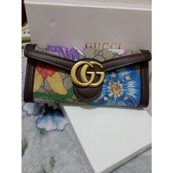 dompet gucci panjang motif bunga