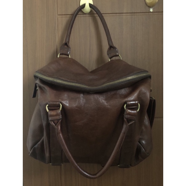 Tas Kulit tas kerja shoulder kulit sapi tebal sling coklat preloved
