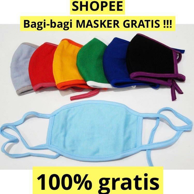 MASKER KAIN POLOS | 100% KATUN | NON MEDIS | ANTI BAKTERI 2 LAPIS