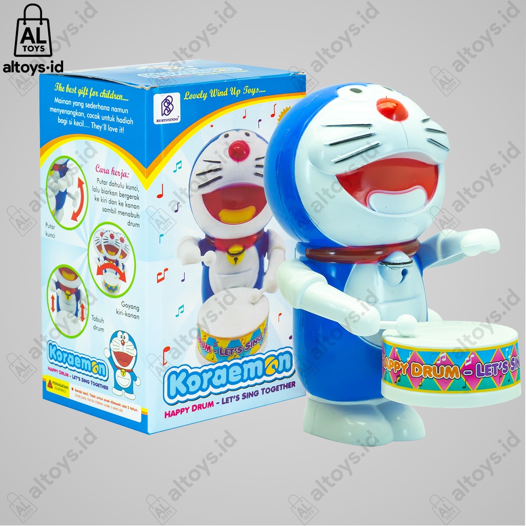 Mainan Drum Band Putar Kunci Karakter Lucu Mainan Drum Band Hello Kitty / Doraemon / Monyet Musik Bayi