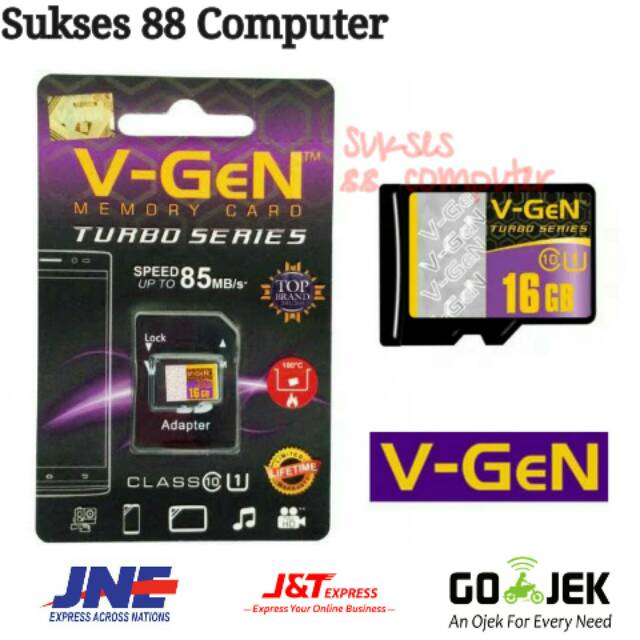 V-GEN MICRO SD VGEN  16GB CLASS 10 TURBO SERIES MEMORY CARD HP 16GB