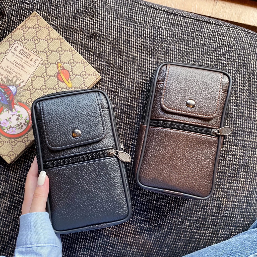 UK.17CM-18CM SARUNG TAS PINGGANG  HP KULIT TEGAK LEATHER CASE VENUS ACC