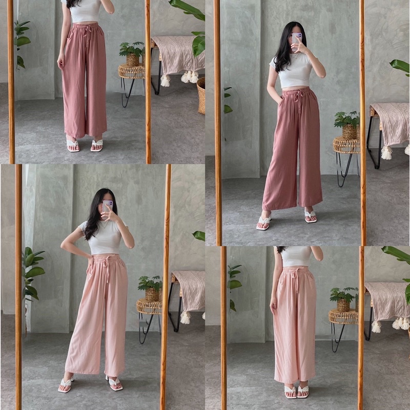 Loose Cullote Pants| Celana Kulot Rayon Wanita Loose Cullote Pants Homewear y62x