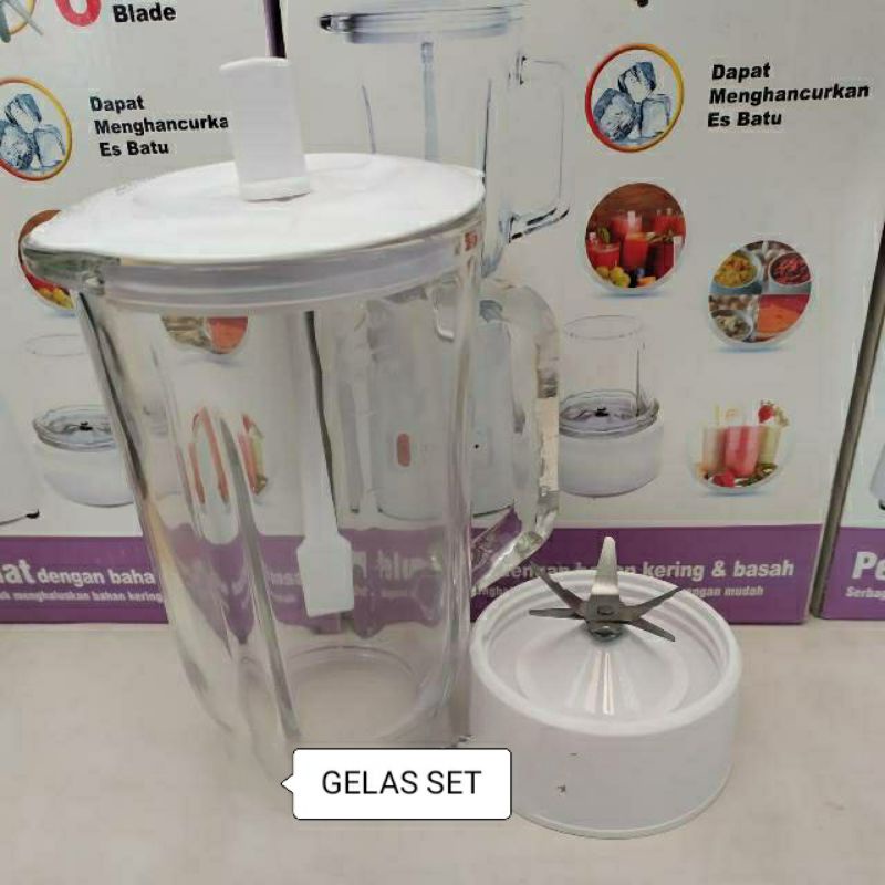 1SET PISAU + GELAS JUS KACA BELING UNTUK BLENDER  NATIONAL MIYAKO DLL