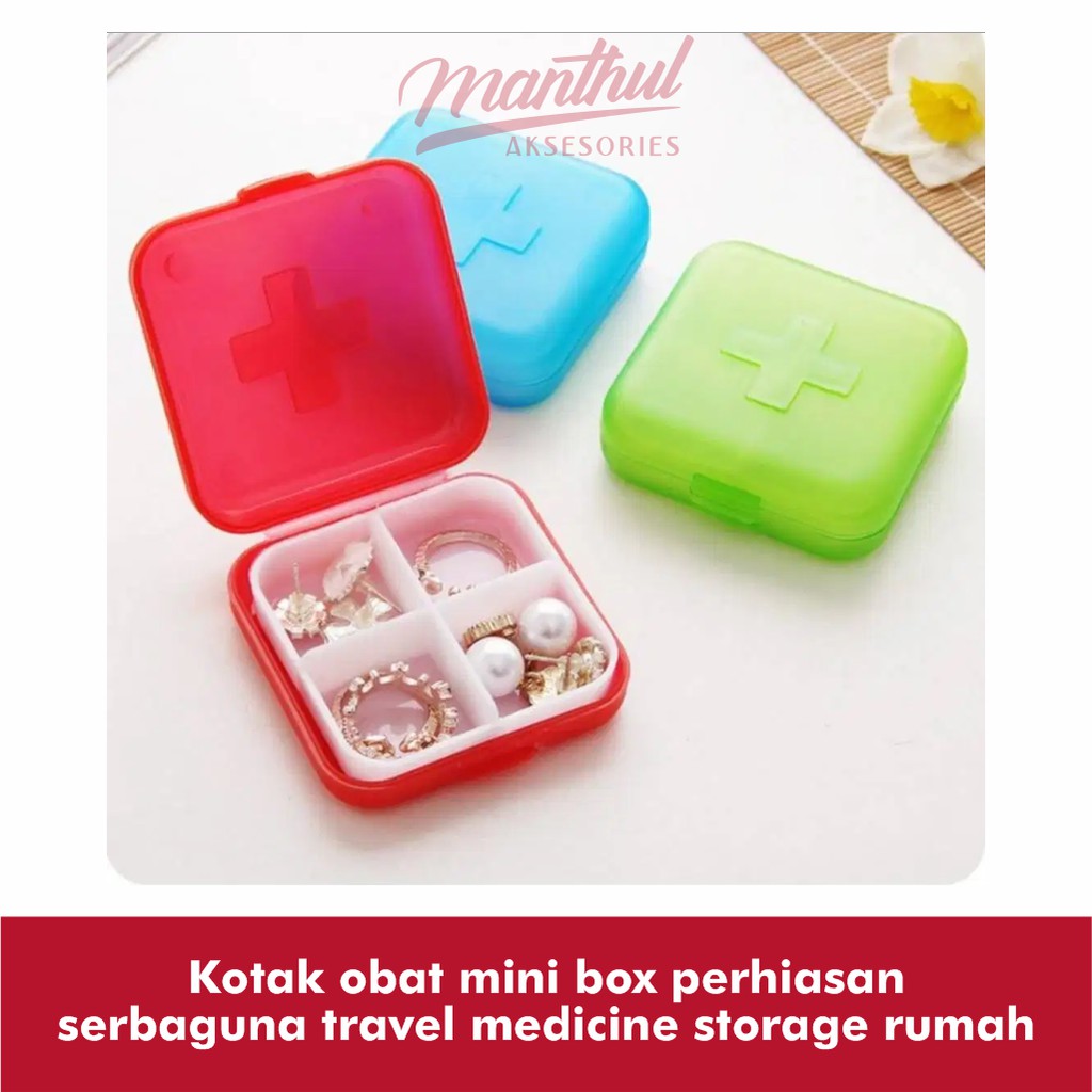 Kotak obat mini box perhiasan serbaguna travel medicine storage rumah