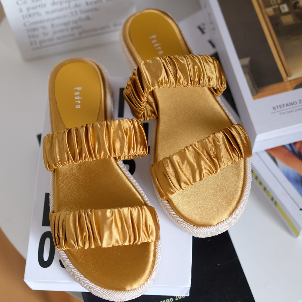 SANDAL WANITA PS086 RUCHED FLAT SENDAL PREMIUM IMPORT