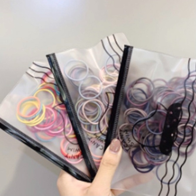 Ikat Karet Rambut Korea 100pcs Elastis Warna