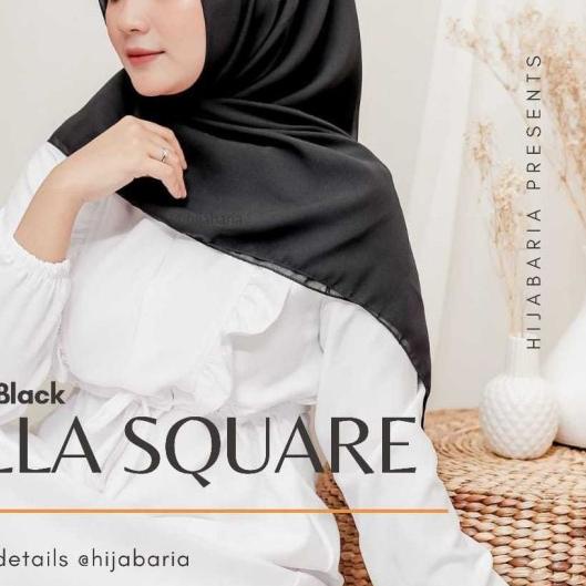 Jilbab Harian Polos - Black| Hijab Segi Empat Hitam | Bella Square