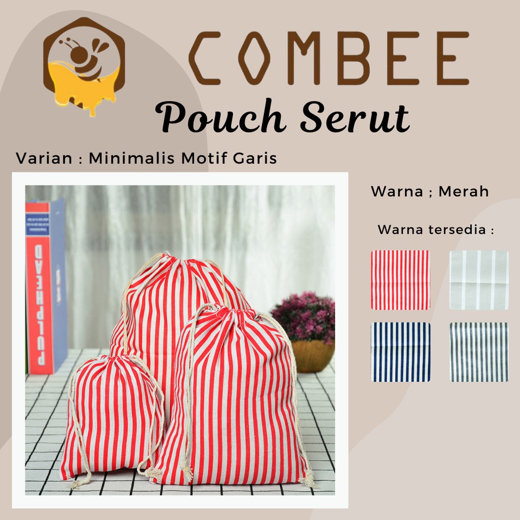 Pouch Serut / Serbaguna / Souvenir / Minimalis Motif Garis