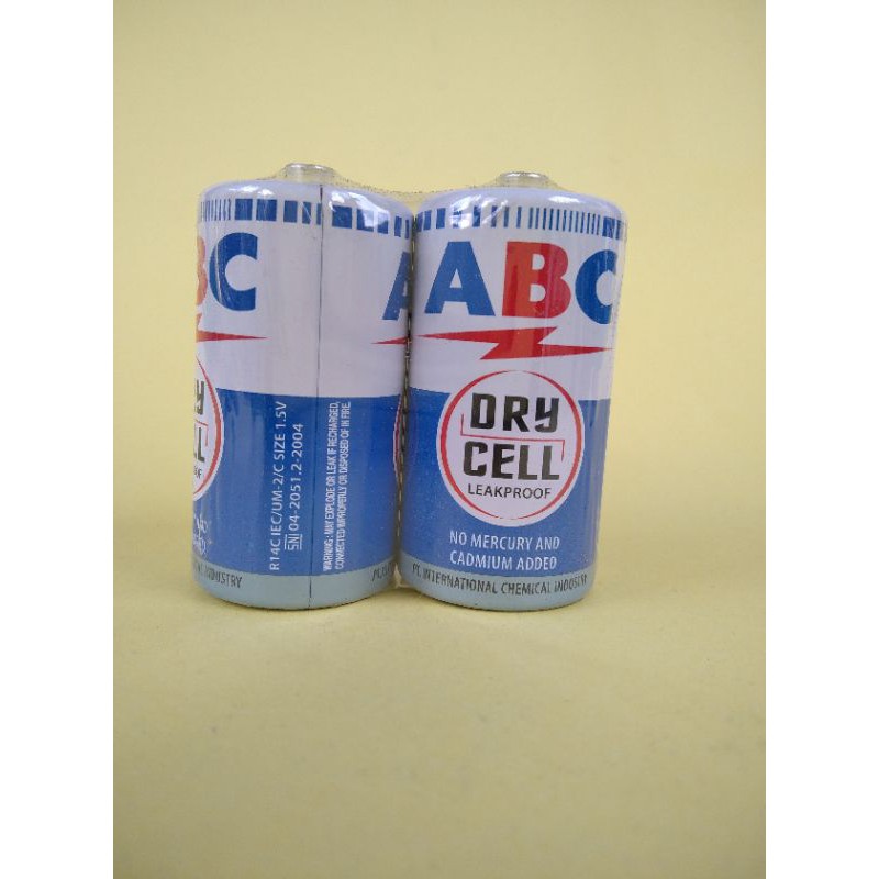 Batu Baterai ABC Biru Tanggung/Sedang R14C Jual Per Pasang