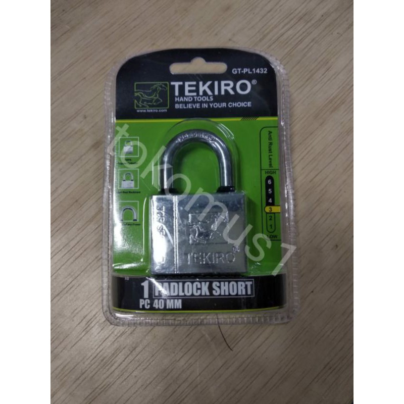 Gembok Leher Pendek 40 MM Tipe Kotak / Gembok Pintu Rumah Besi / Gembok Pagar-TEKIRO