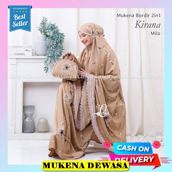 Mukena Andin Jumbo | Mukena Full Renda | Mukena Premium | Mukena Travel | Free Bag Leesy.Id - Mukena