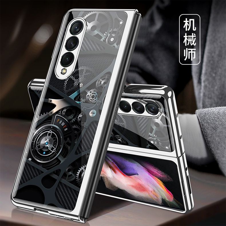 Case Samsung Galaxy Z Fold 3 5G Glass Motif Metal Clock Case GKK Original