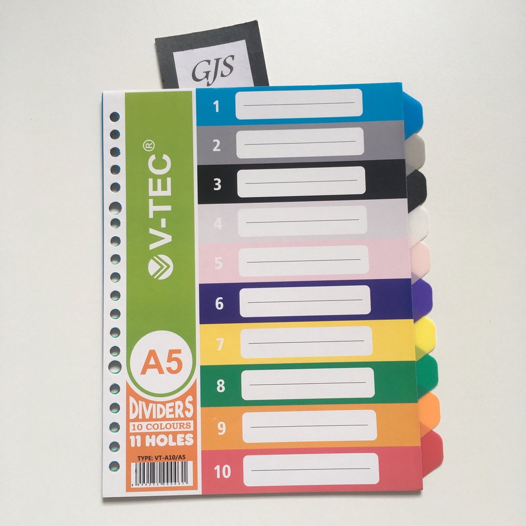 

Divider A5 V-TEC 10 Warna/Penyekat Loose Leaf