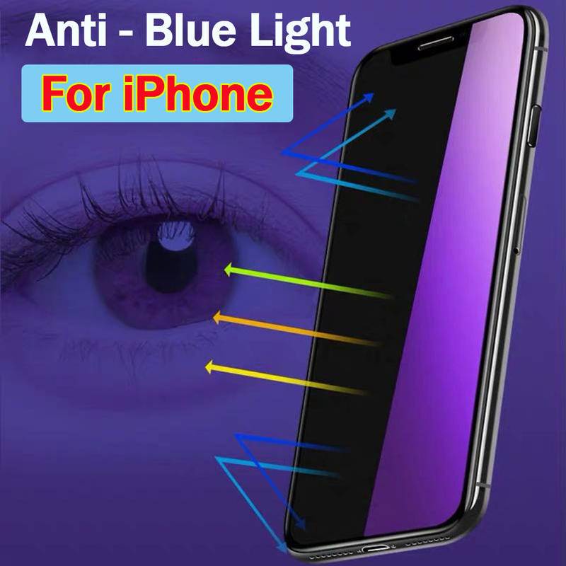 Anti Blue Light Screen Protective For iPhone 11 12 Pro Max Mini  7 8 Plus X XS Max XR SE 2020 Tempered Glass Armor