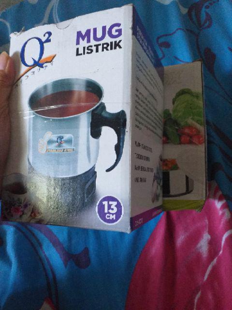 Q2 13cm Teko Listrik Pemanas Air Mug Panci Stainless Steel Electric Heating Cup 190w By Ahim Shop