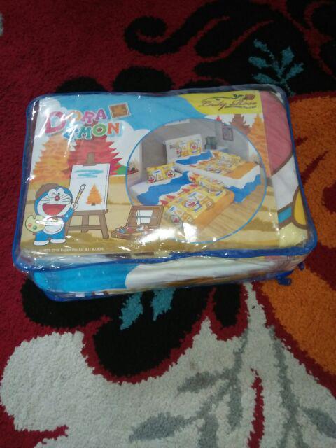 Sprei Lady Rose Duo 2in1 Motif Doraemon Sorong 120x200 - 120 Single Sp - Robot Kucing Biru