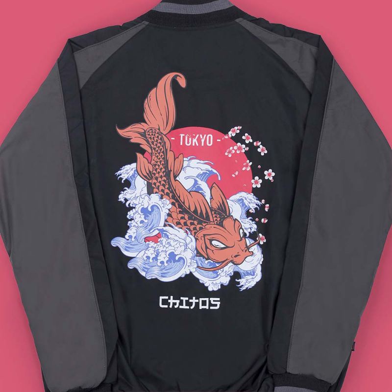 Jaket Sukajan Baseball Keren Stylish Premium Original Terbaru Motif Ikan | Jaket Sukajan Jepang Japang Cosplai Pria Wanita