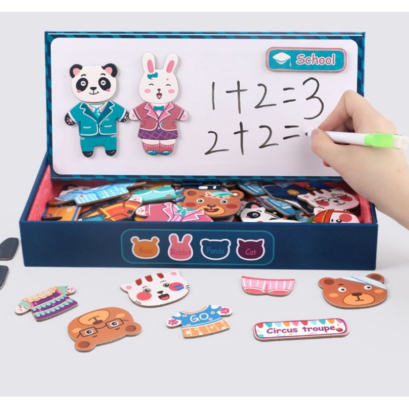 animal magnetic puzzle / mainan pasang baju / white board toys / mainan magnet