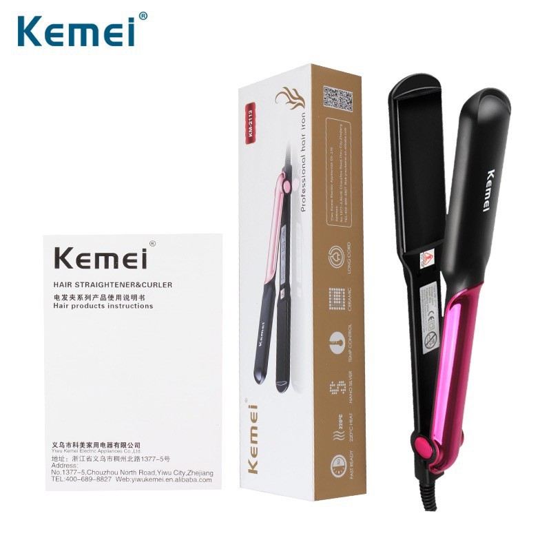 Kemei KM-2113 Catok rambut Lurus temperatur suhu ionic