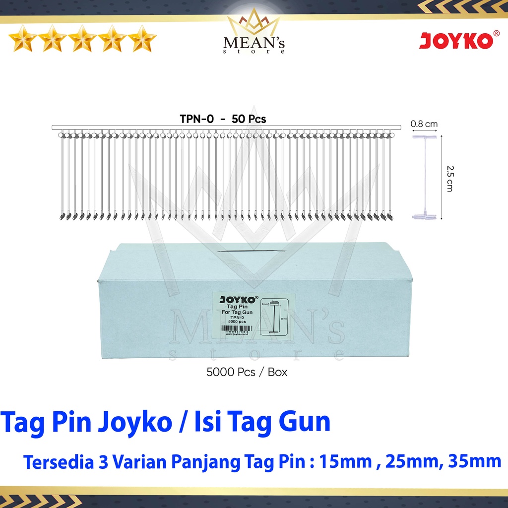 

Tag Pin Joyko TPN 0 / Isi Tag Gun TG 600 / Top Pin 15mm 25mm 35mm