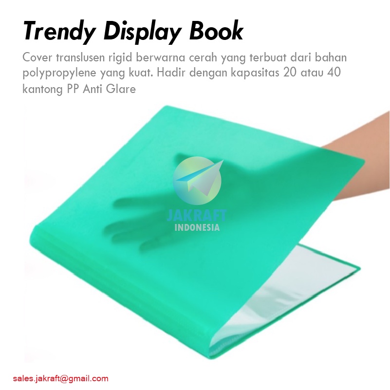 

(1 Pcs) Map Trendy Display Book F4 BANTEX 3393 Green 15 Folio isi 20 PP Pocket Clear Holder Hijau Transparan Document Keeper FC