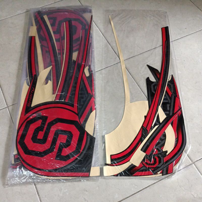 striping stiker les body Honda Scoopy sporty 2014 hitam Lis merah