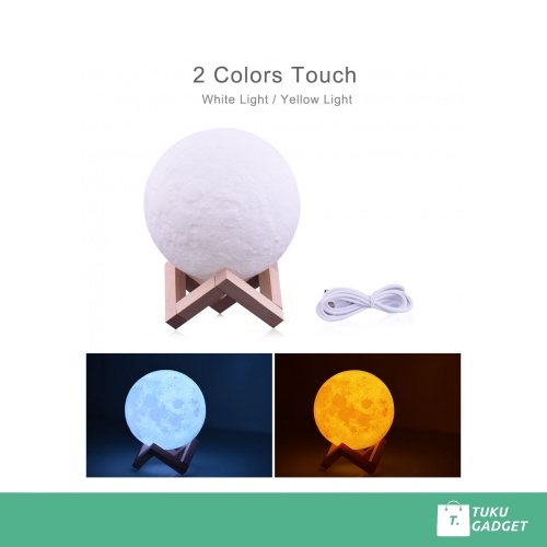 Lampu Tidur Aesthetic Bulan 3D Printed Moon Night Light Lamp