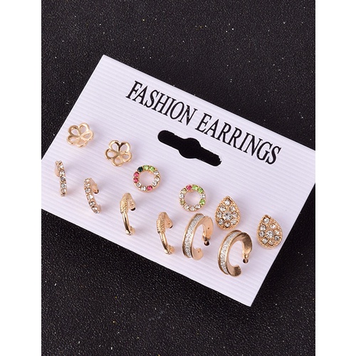 LRC Anting Set Fashion Color Color Diamond Earring Set V35414