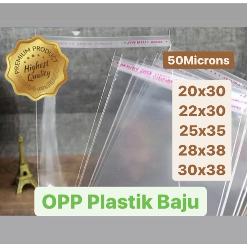 OPP Plastik pembungkus Baju isi 100Lembar Tebal