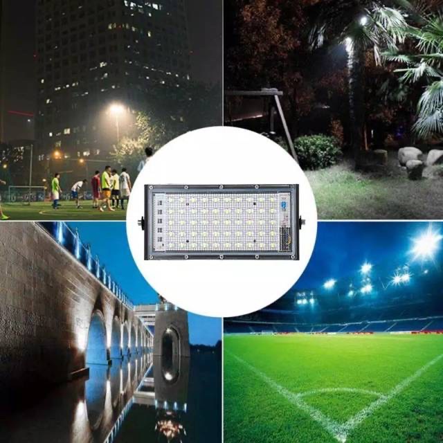 GS8 Lampu LED SOROT 4500 Lumens 50W Cool White 50watt FLOODLIGHT Tembak Taman 50 w watt Outdoor tipis terang Putih Flood Light Waterproof 4500 Lumens 50W Cool White 6500K Parkson A8 Hitam