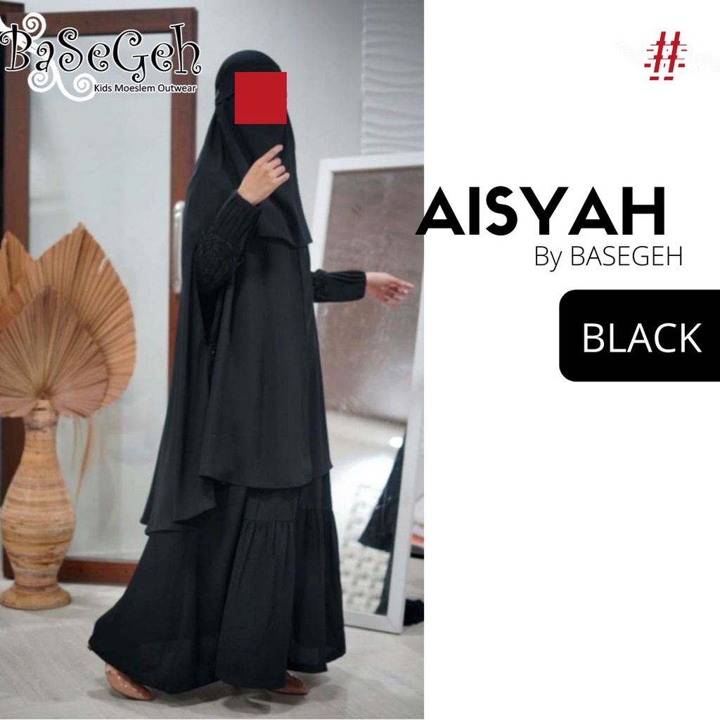 gamis syari SATU SET PLUS CADAR basegeh model Aisyah