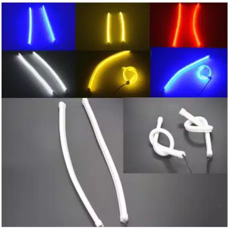 [BISA COD] Lampu Led Alis Neon 30cm Drl Flexible/Flexsibel Variasi Motor Mobil