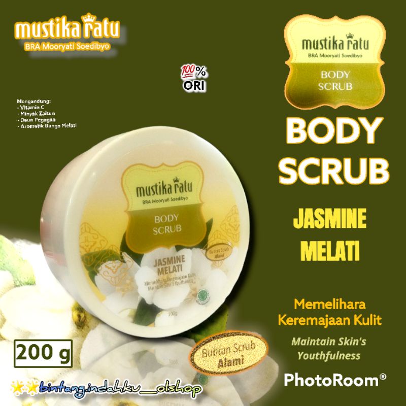 #MUSTIKA RATU# LULUR BADAN MELATI 200gr~JASMINE BODY SCRUB~MEMELIHARA KEREMAJAAN KULIT