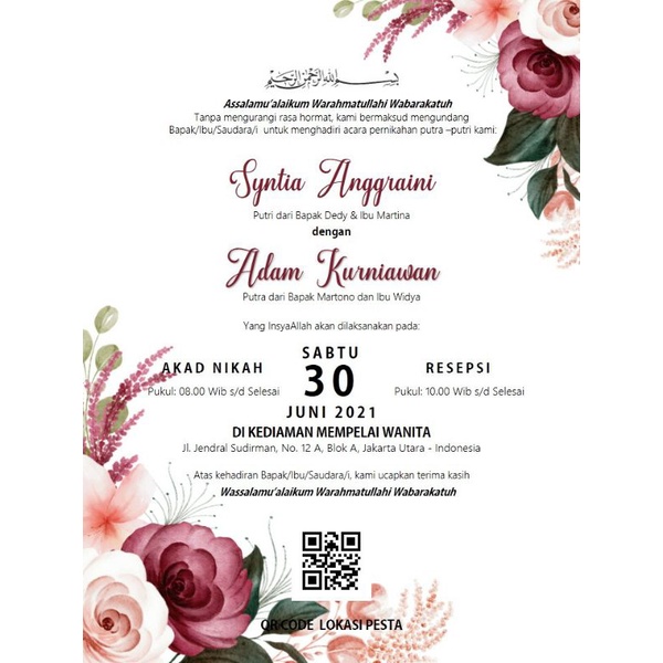 Undangan Pernikahan Gambar JPG Premium 3