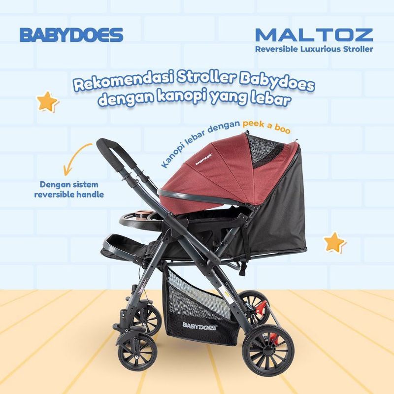 Stroller Lipat Babydoes Maltoz CH-BL 821SN Reversible Luxurious Kereta Dorong Bayi Dua Arah