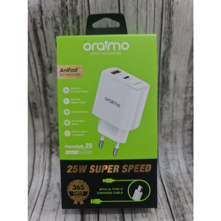 Oraimo OCW-E100D+C54 PowerGan Charger 25W Super Speed Fast Charging