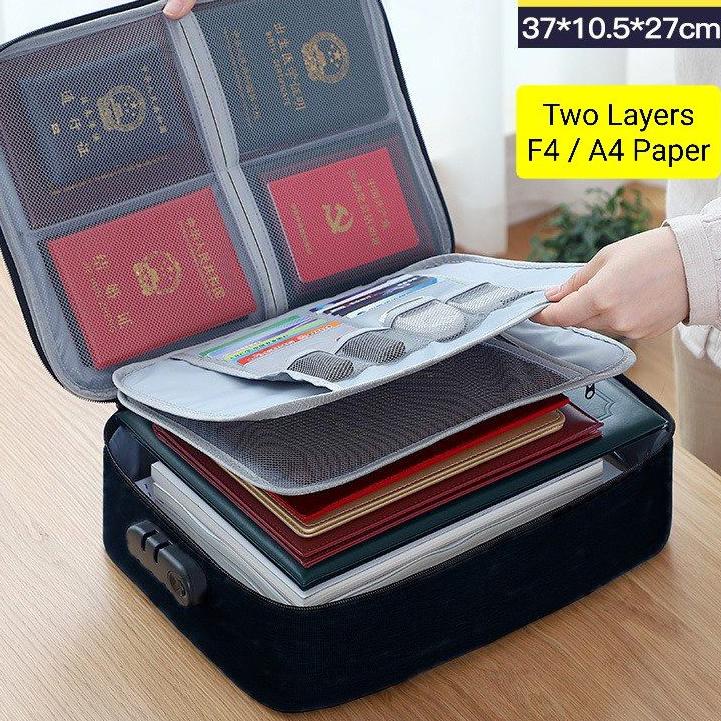 ✼ Tas Bag Penyimpanan Sertifikat Dokumen Penting Tas Kerja Lock Sandi Kunci Digit Seleting Sleting P
