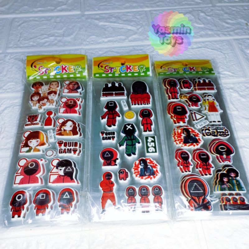 

10pcs Stiker Timbul Karakter squid game