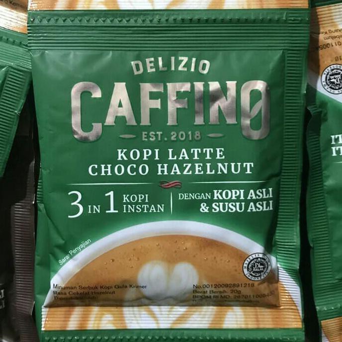 

Delizio Caffino Kopi Latte Hazelnut Instant Renceng BERGARANSI