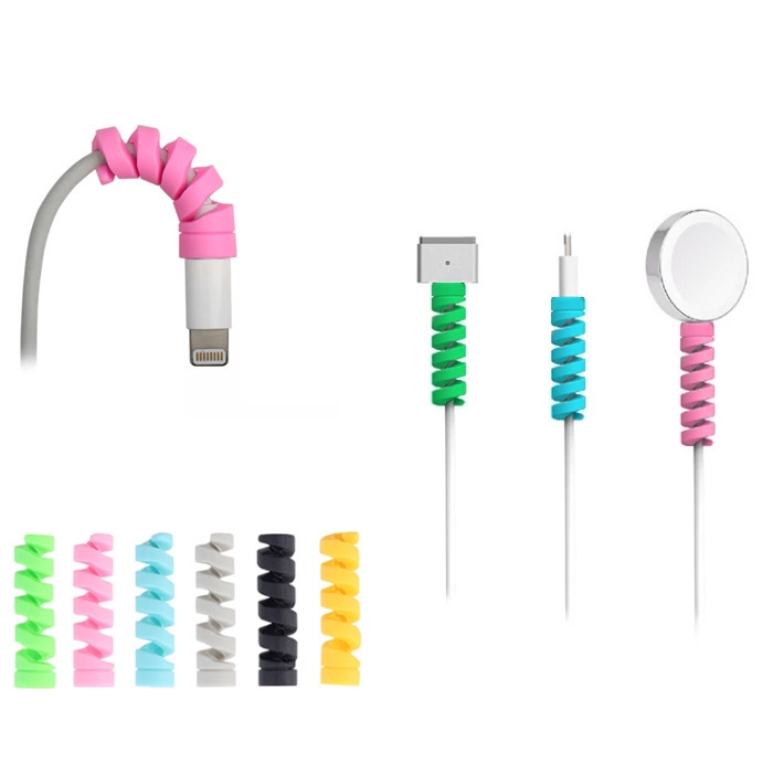 (Acak Warna) Pelindung Kabel Data / Charger Usb / Earphone Model Spiral Untuk Iphone / Android