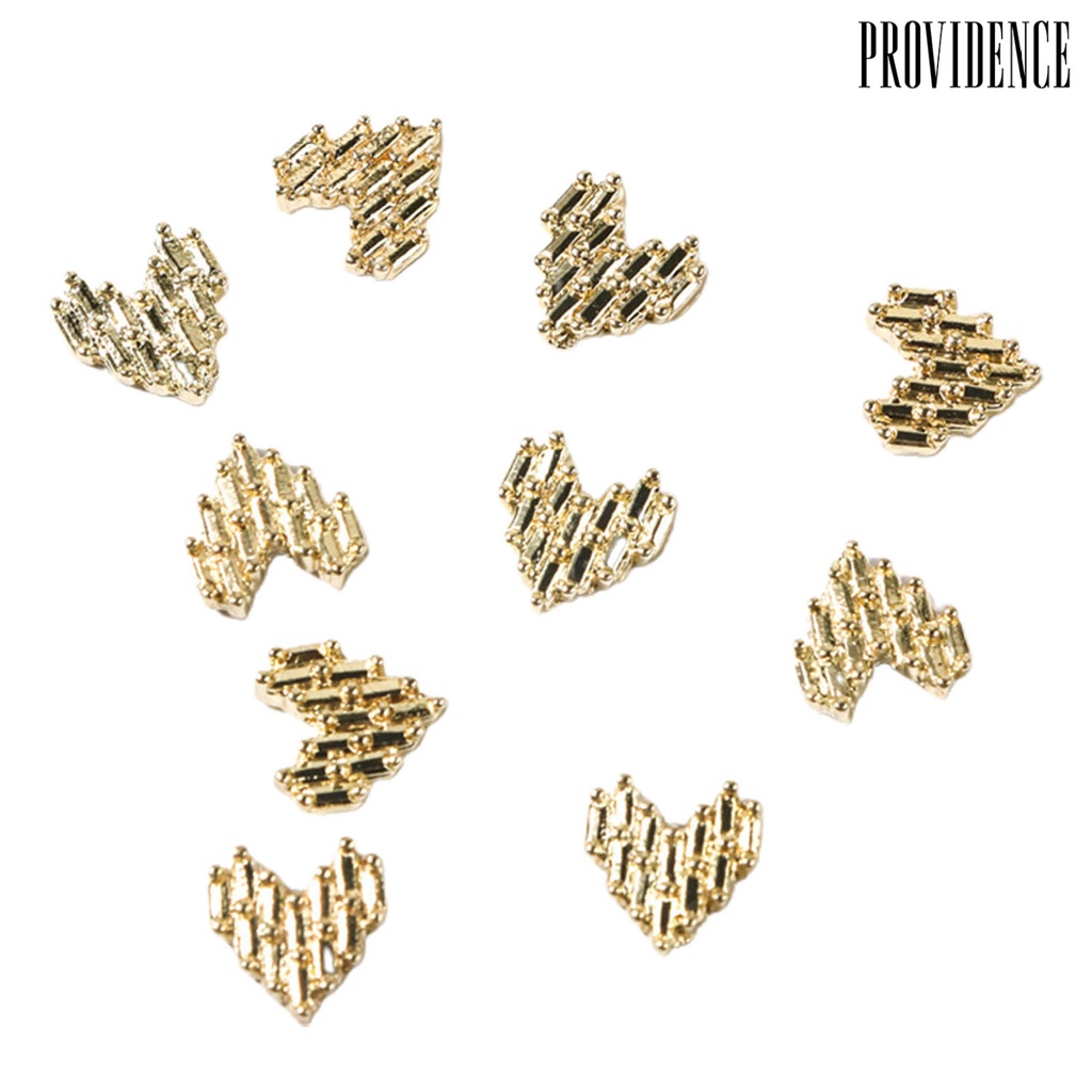 Providence 10Pcs / Set Berlian Imitasi Bentuk Hati 3D Untuk Dekorasi Nail Art Charms