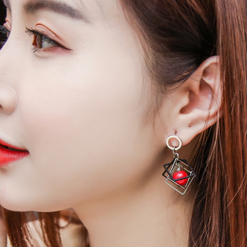 Korea rhombus Cherry Mutiara besar telinga stud sederhana pribadi all-match anting-anting untuk wani