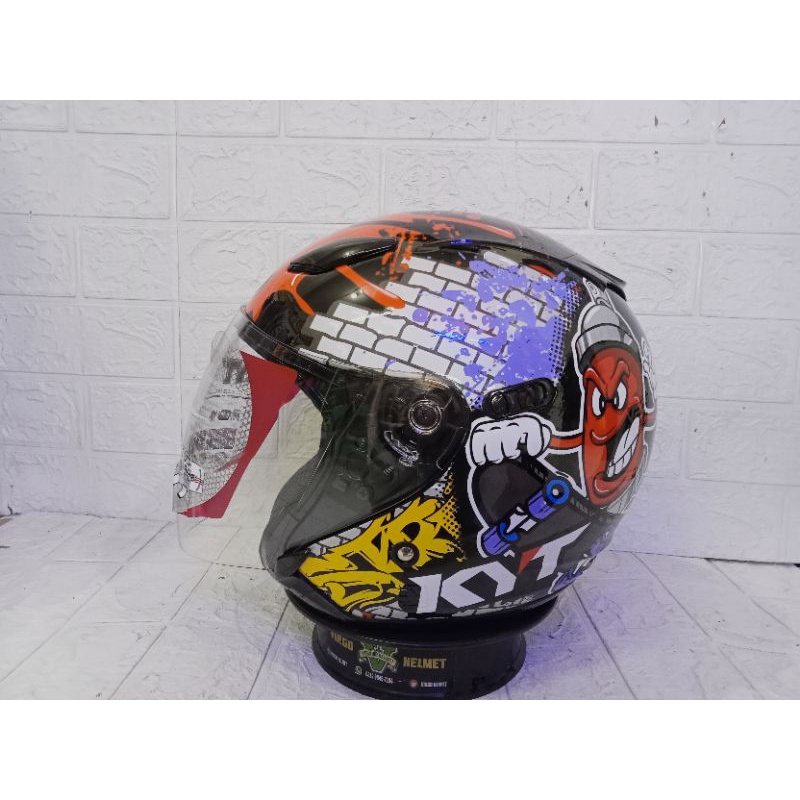 HELM HALLFACE KYT DJ MAXI MOTIF#BLACK RED