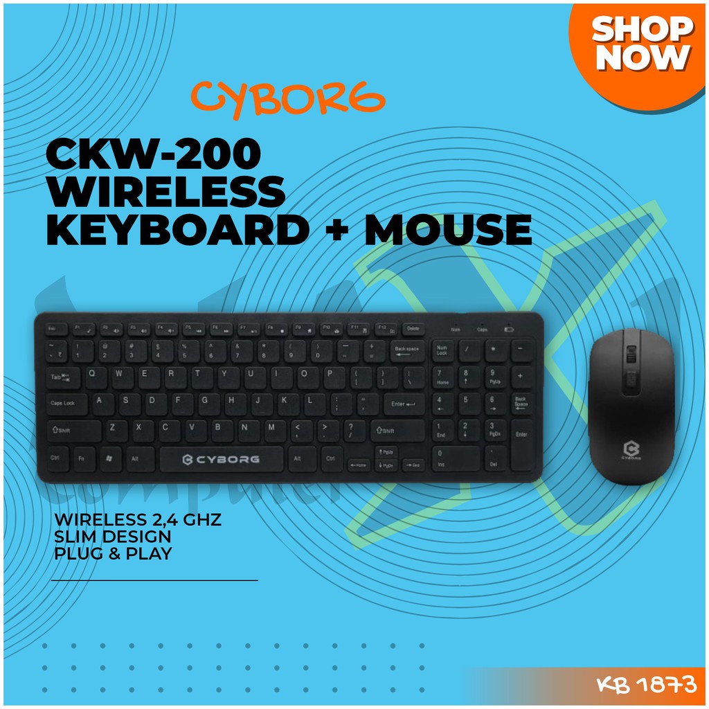 Cyborg CKW-200 Slim Design Saving Battery Usage Combo Wireless Keyboard Mouse